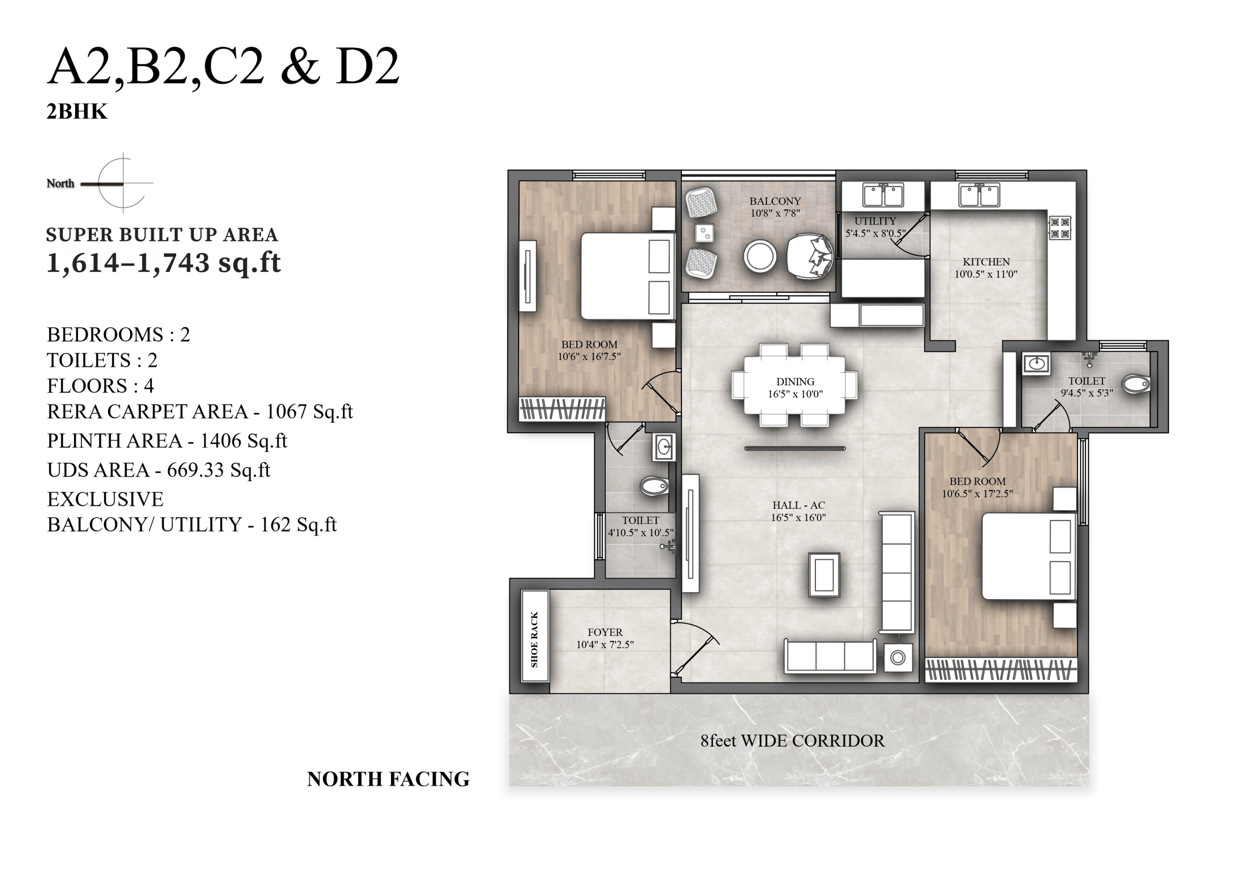2 BHK Floor Plan