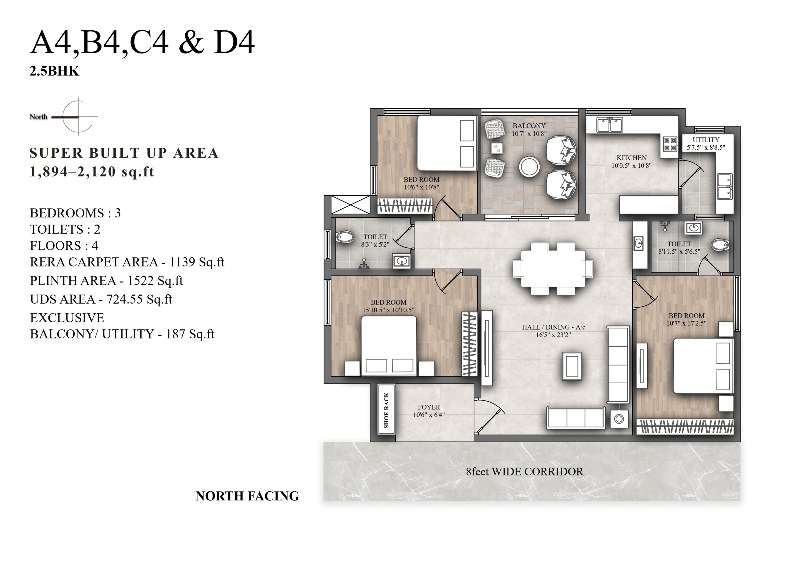 3 BHK Floor Plan